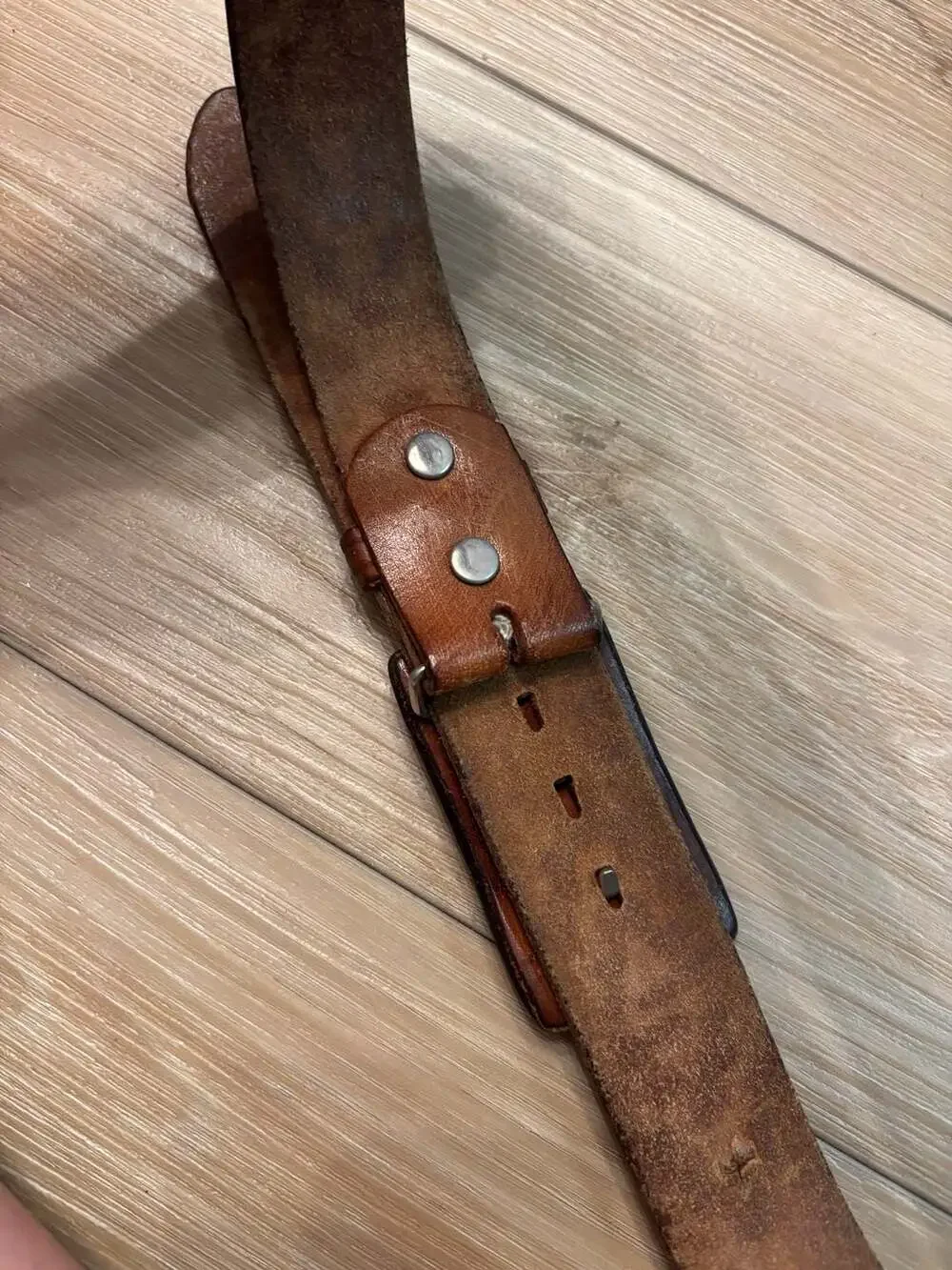 Vintage Fred Harvey Era Tooled Leather Belt with Turquoise